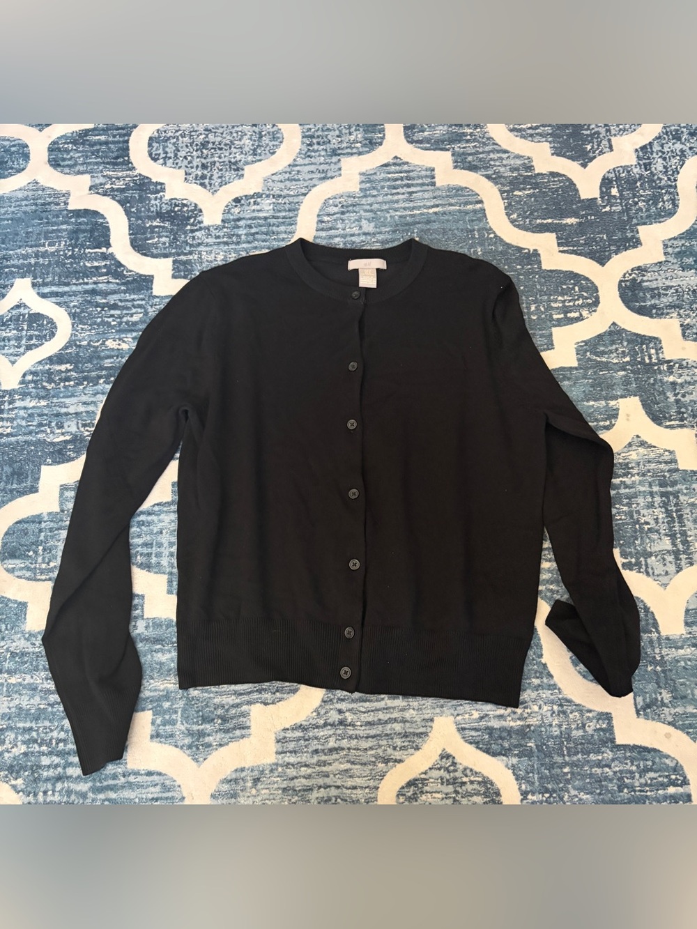 H&M Black Button-Up Crewneck Cardigan